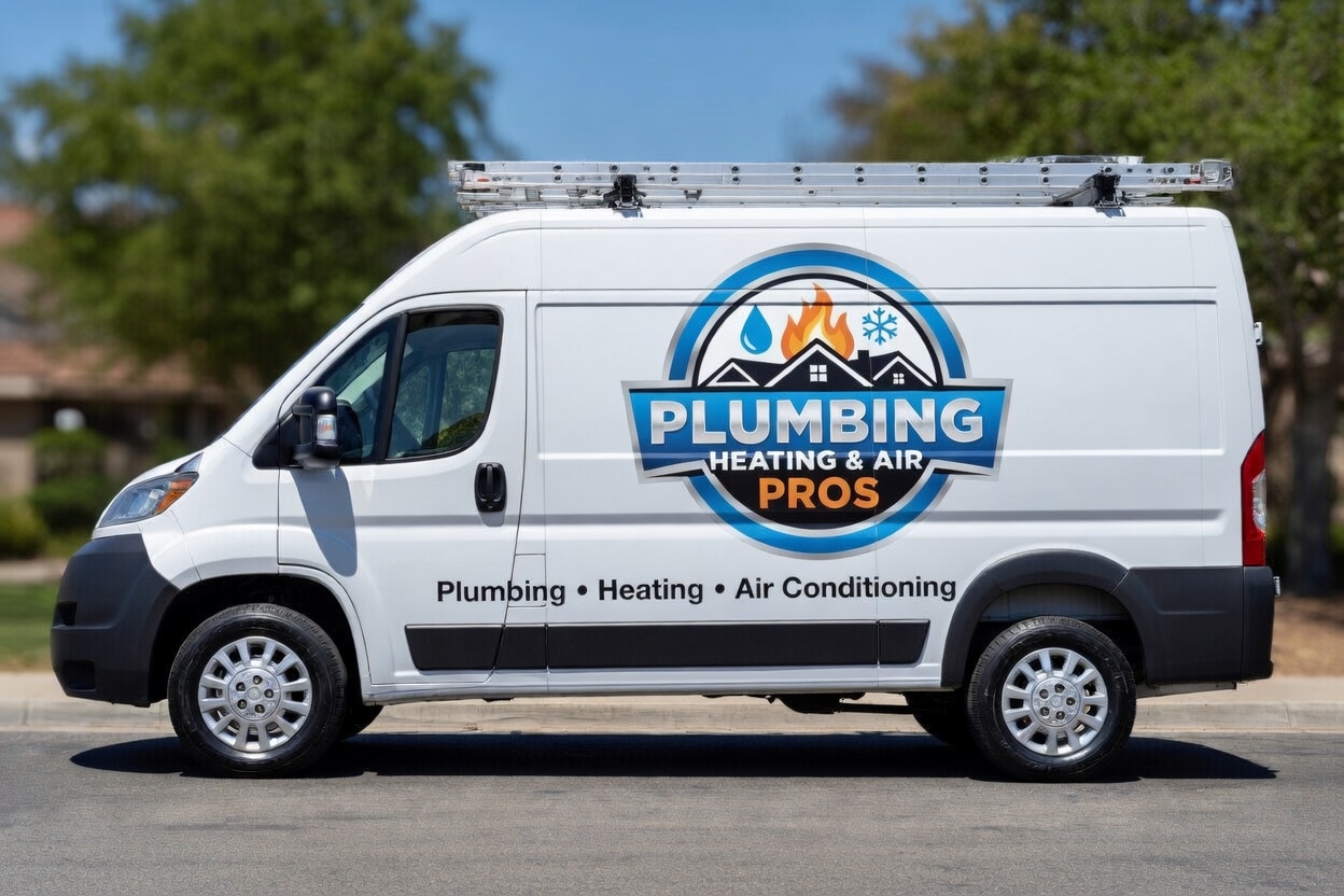 Local plumbing heating and air service van serving Newport Beach